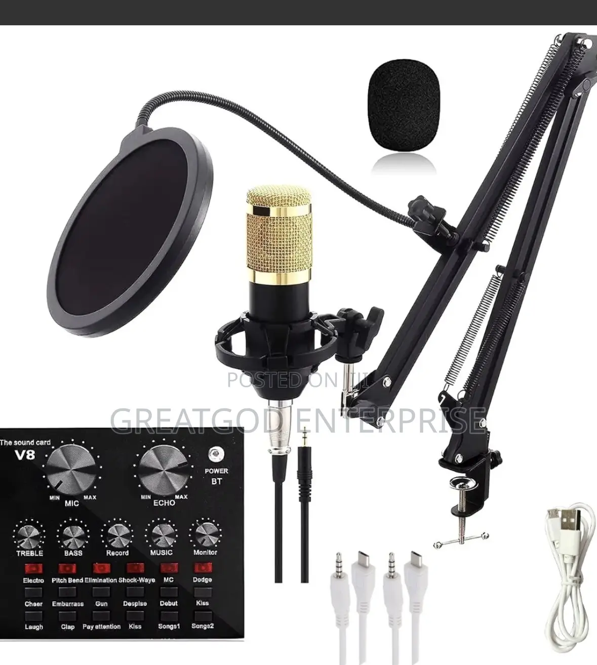 BM-800 Condenser Microphone With V8 Live Sound Card Bundle