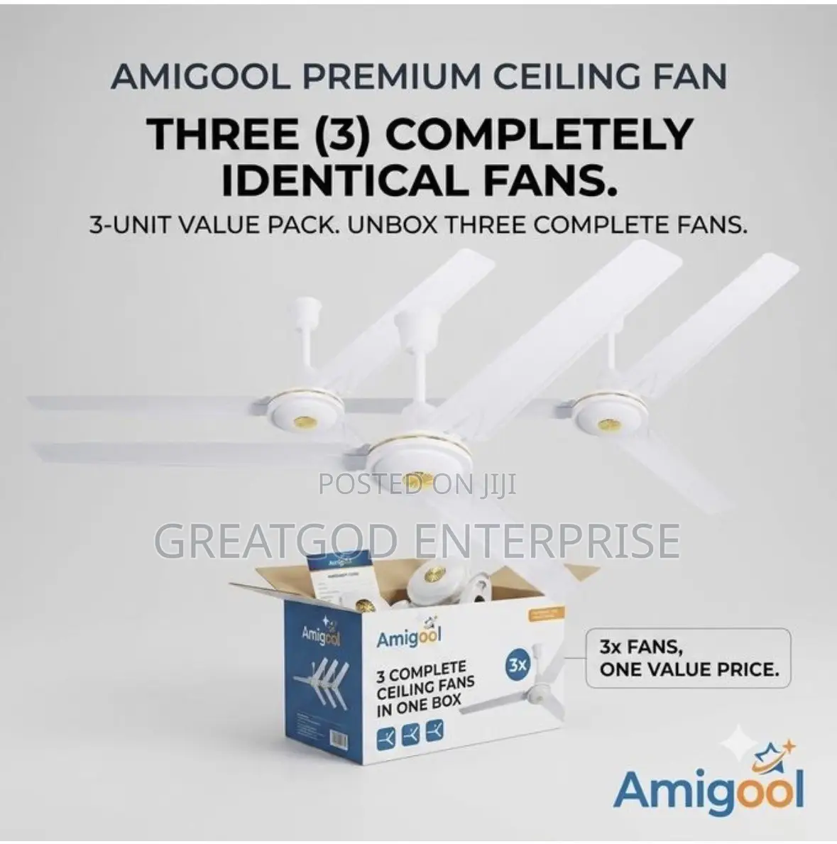 Amigool 3-in-1 Premium Ceiling Fan Value Pack