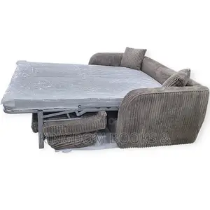 Modern 3-Seater Convertible Sofa Bed – Grey Corduroy Fabric