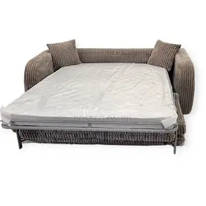 Modern 3-Seater Convertible Sofa Bed – Grey Corduroy Fabric