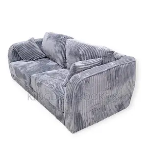 Modern 3-Seater Convertible Sofa Bed – Grey Corduroy Fabric