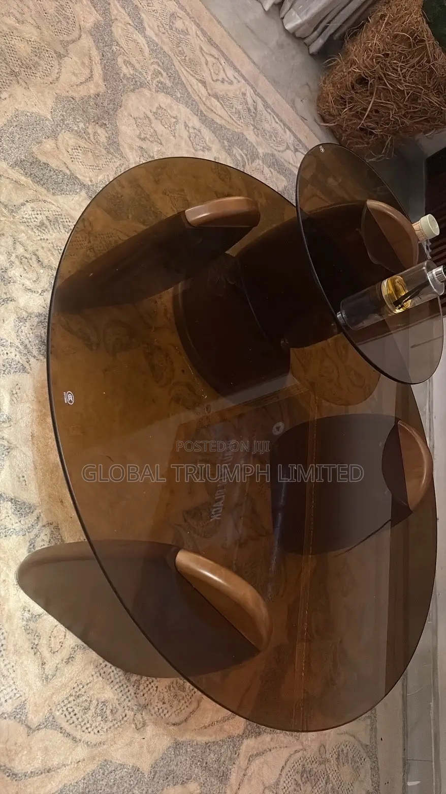 Round Multi-Tiered Coffee Table Featuring  Wood Finish Wooden Base