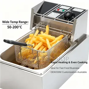 2500W 6L Electric Deep Fryer for Commercial Home Use + Temp. Control+