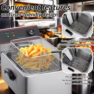 2500W 6L Electric Deep Fryer for Commercial Home Use + Temp. Control+