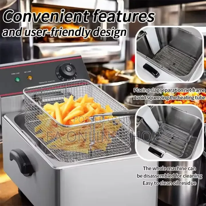 2500W 6L Electric Deep Fryer for Commercial Home Use + Temp. Control+