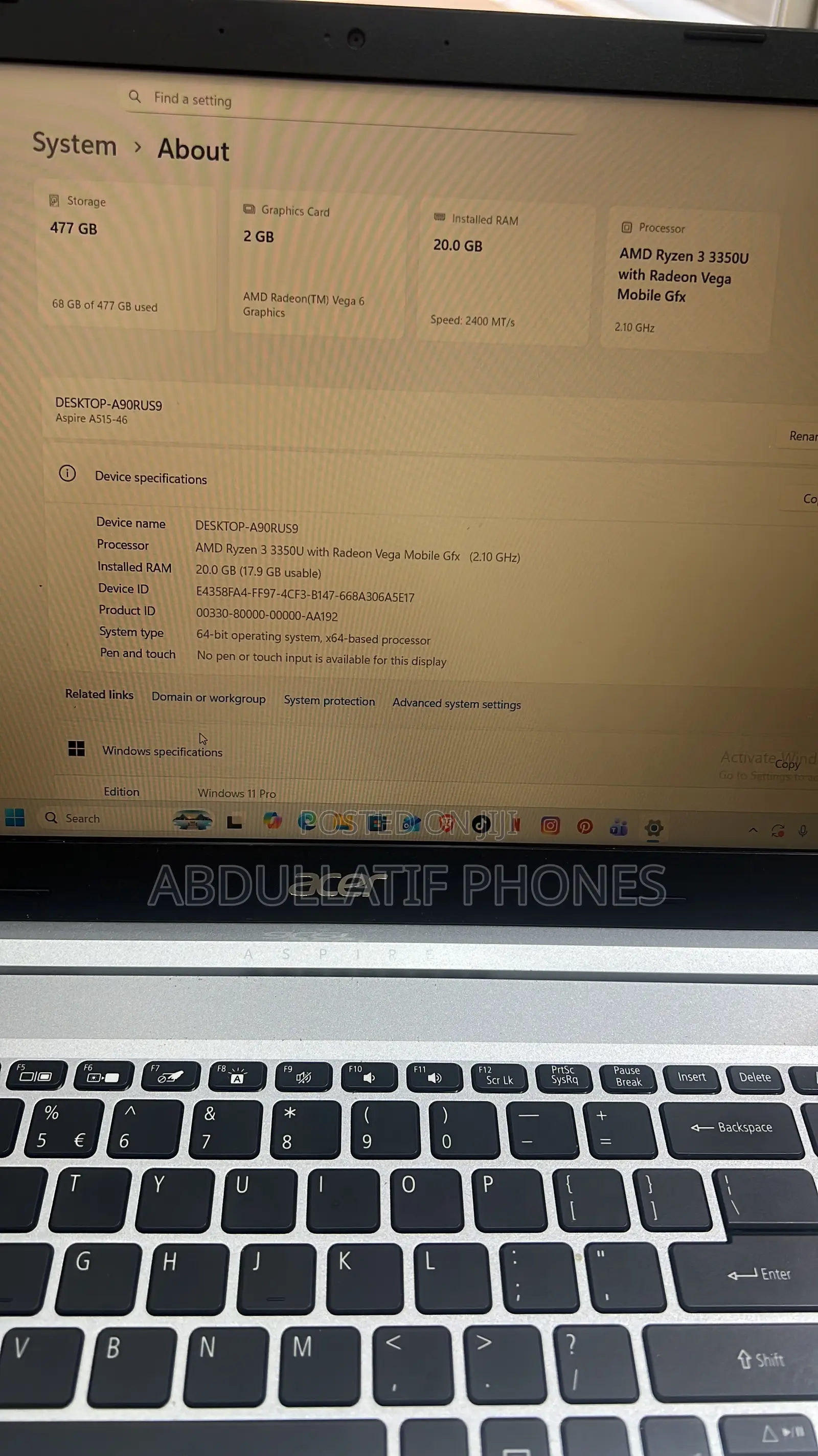 Laptop Acer Aspire 5 20GB AMD Ryzen 3 SSD 512GB