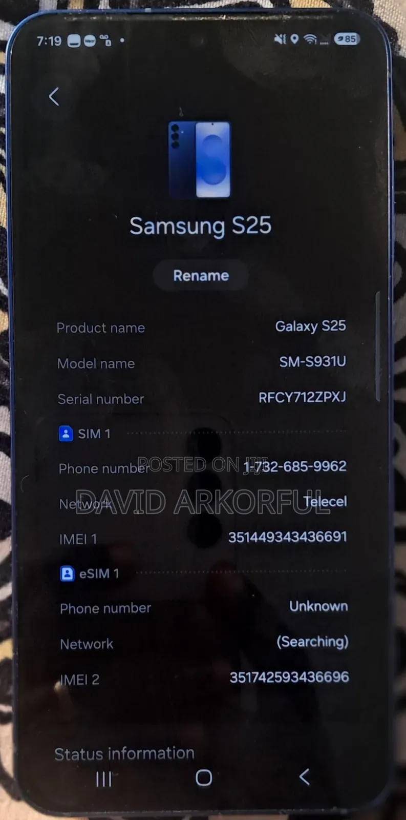 New Samsung Galaxy S25 128 GB Blue