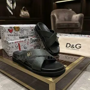 Dolce & Gabbana Men’s Leather Cross-Strap Slide Sandals