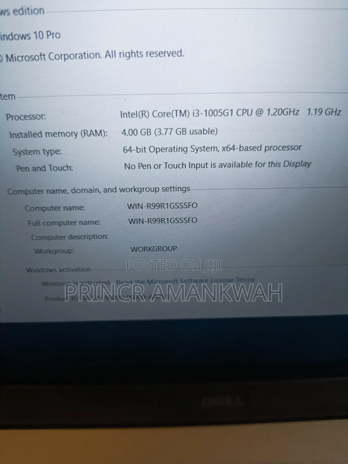 Laptop Dell Inspiron 15 4GB Intel Core i3 SSD 128GB