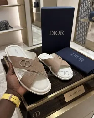 Textured Leather Dior Men's Slide Sandals