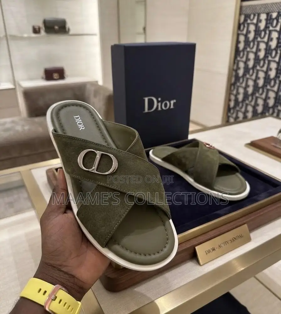 Textured Leather Dior Men's Slide Sandals
