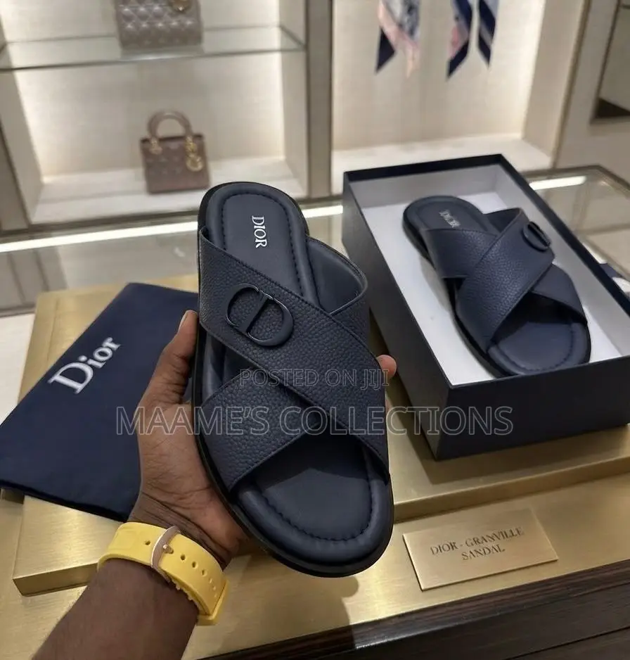 Textured Leather Dior Men's Slide Sandals