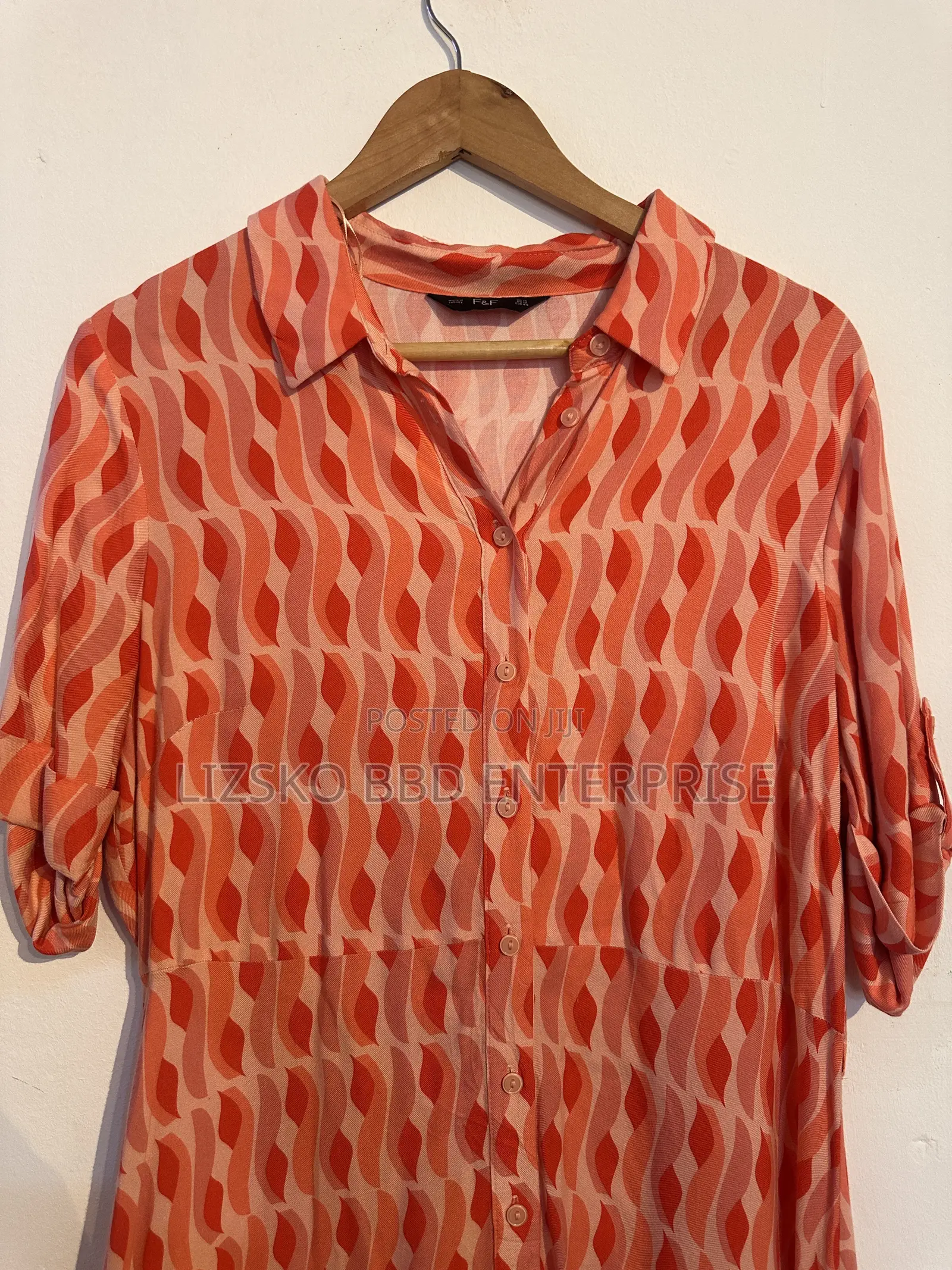 Coral-Pink Midi Shirt Dress From F & F