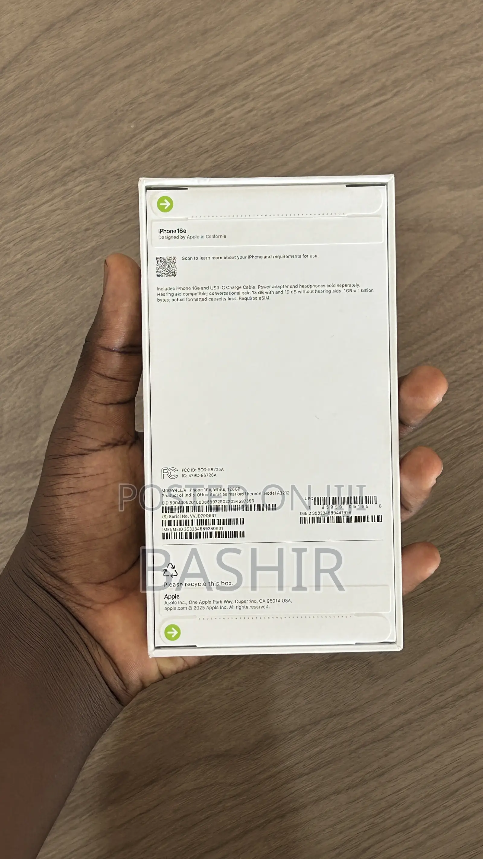 New Apple iPhone 16e 128 GB White
