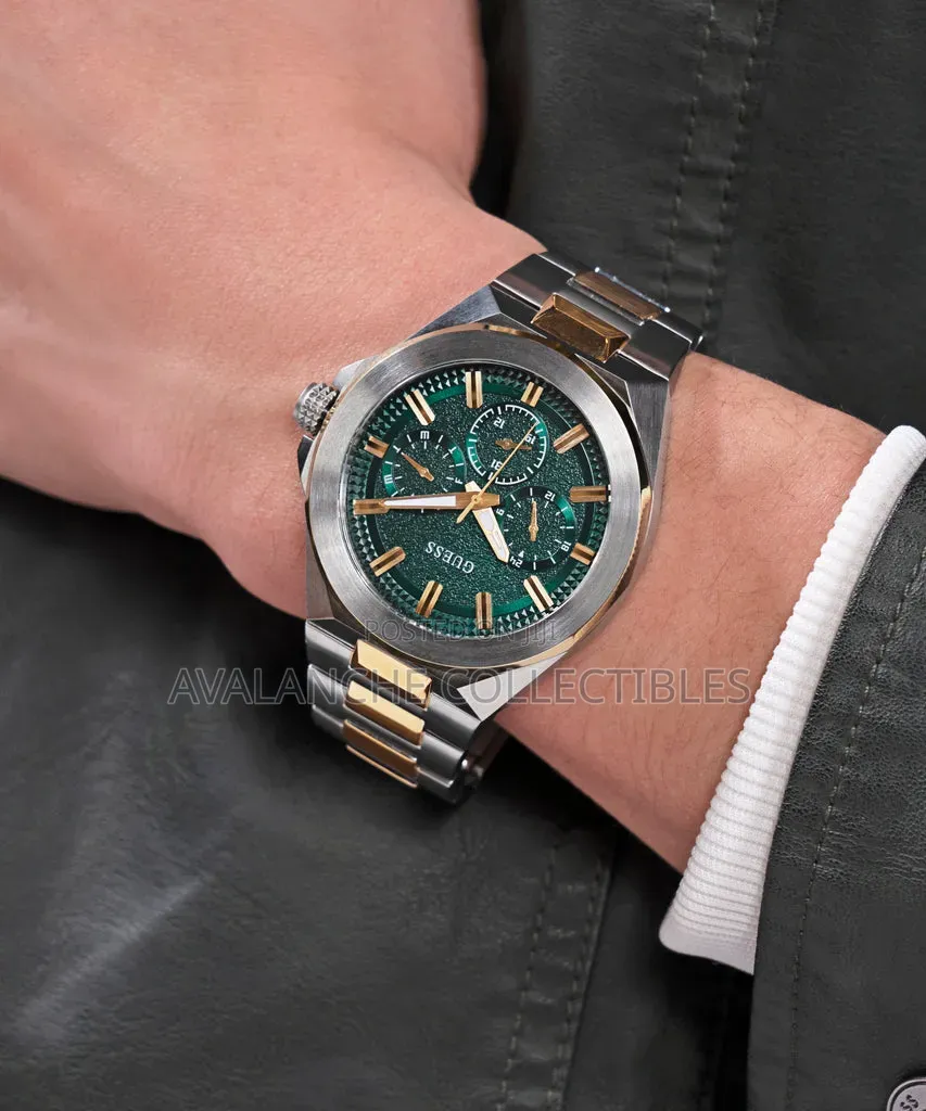 Guess Double Tone Green Dial Watch 43mm Case Size
