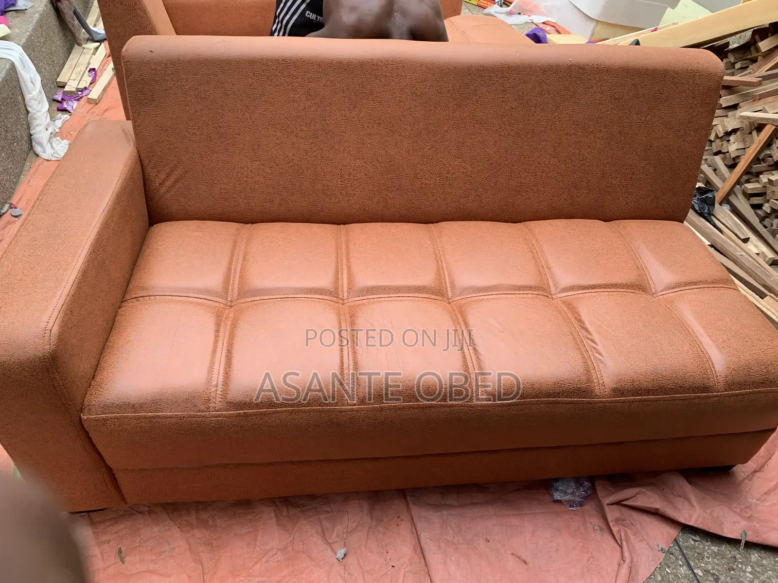 Brown L Shaped Leather Sofa New Quality Durable