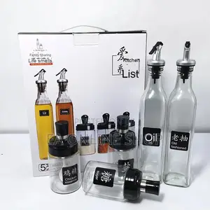 5-Piece Glass Oil Dispenser & Spice Set – 2(500ml) + 3(100ml)