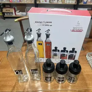 5-Piece Glass Oil Dispenser & Spice Set – 2(500ml) + 3(100ml)