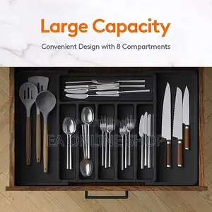 Adjustable Plastic Drawer Organizer and Cutlery Holder for Kitchen
