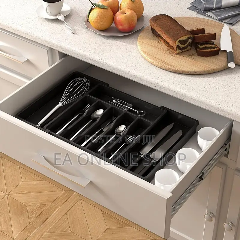 Adjustable Plastic Drawer Organizer and Cutlery Holder for Kitchen
