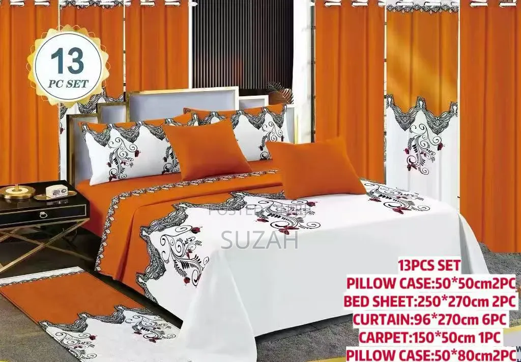 Beautiful Set of Pillowcases, Bedsheets and Curtains