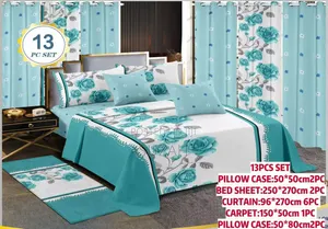 Beautiful Set of Pillowcases, Bedsheets and Curtains