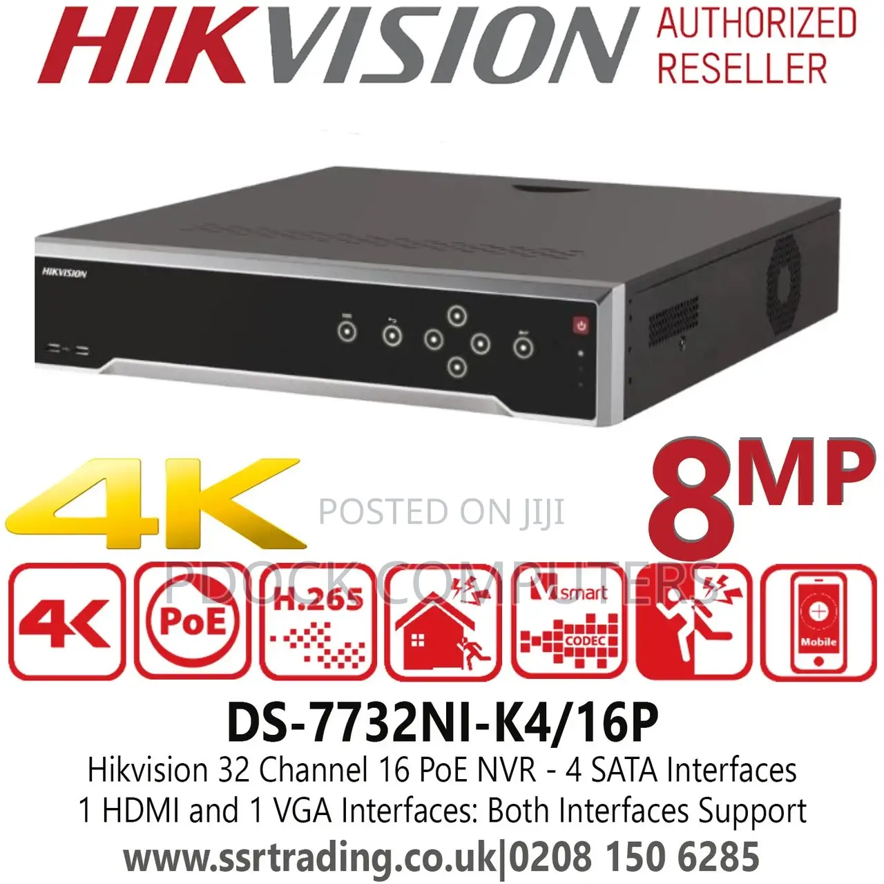 Hikvision Ip 32ch NVR 16port Poe (Ds-7732ni-/16p) +4 HDD Interface 8mp