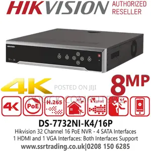 Hikvision Ip 32ch NVR 16port Poe (Ds-7732ni-/16p) +4 HDD Interface 8mp