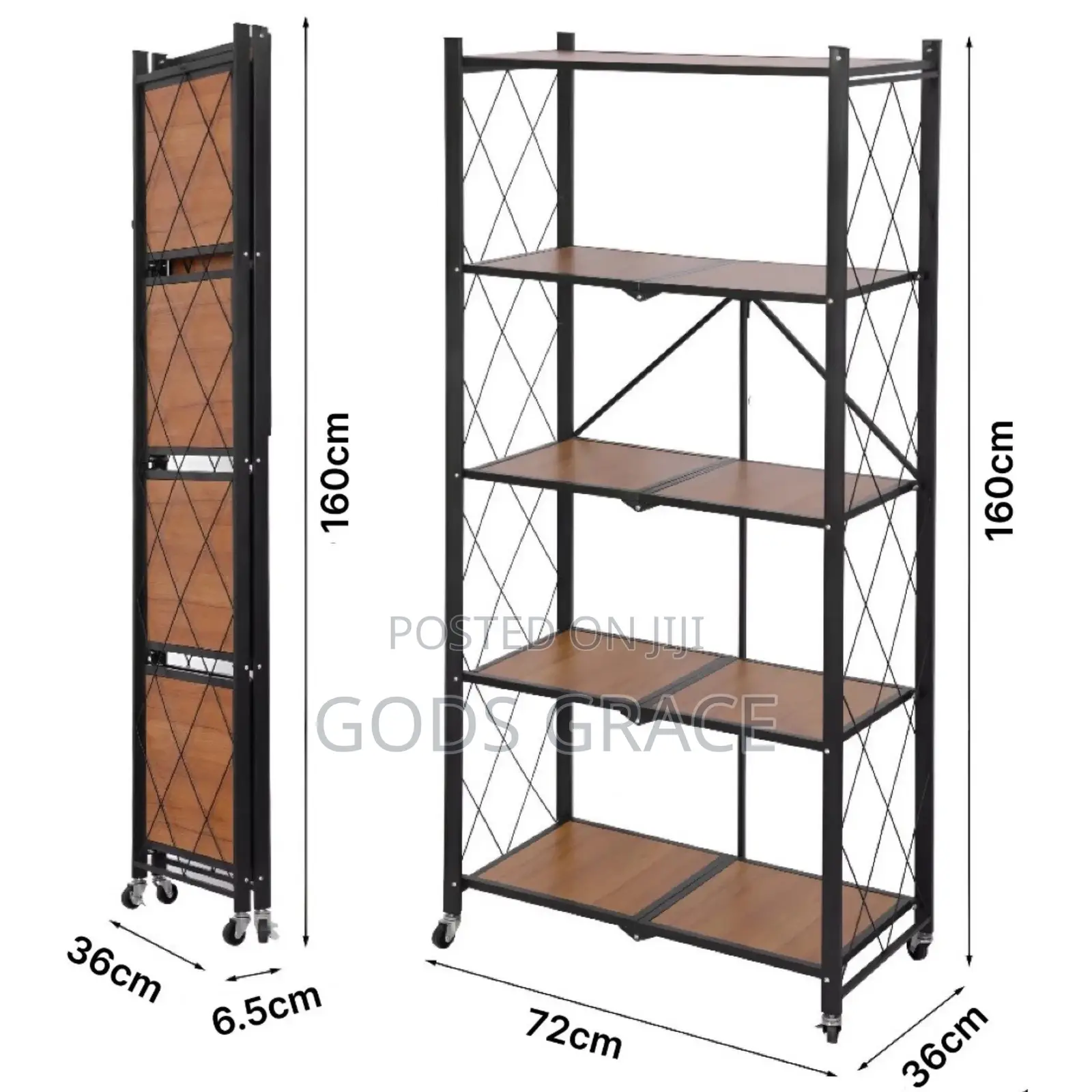 160 Cm Tall Metal Wooden Shelve