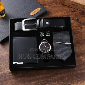Men's Belt Wallet Watch Cufflinks Tie Gift Set Box Package