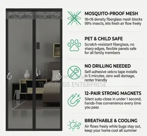 Durable Fibreglass Door Magnetic Mosquitoe_Insect Net-Curtain