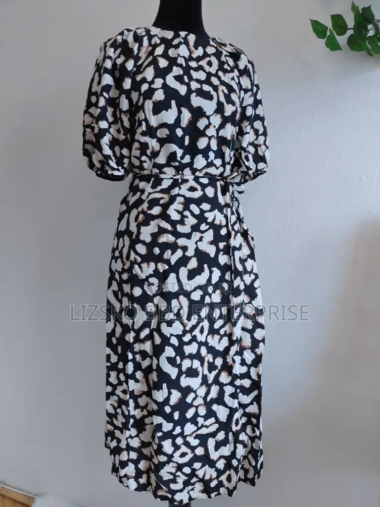 Black and White Animal-Print Midi Dress From Primark