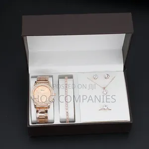 Ladies Necklace Watch Earrings Ring Bracelet Gift Set Box Package