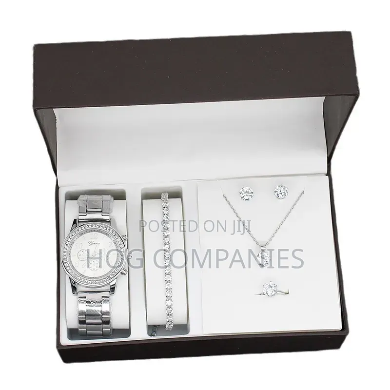Ladies Necklace Watch Earrings Ring Bracelet Gift Set Box Package