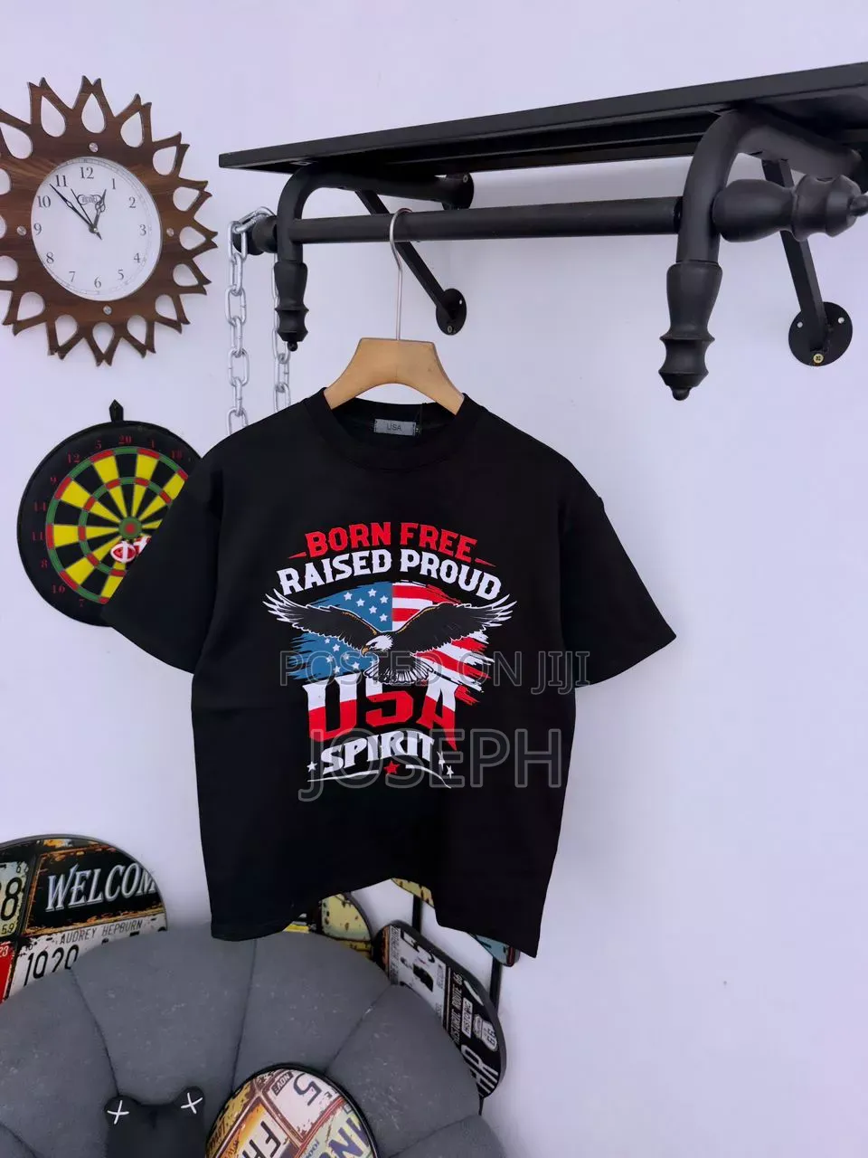 T-Shirt With a Bold USA Eagle Print and Patriotic Design.