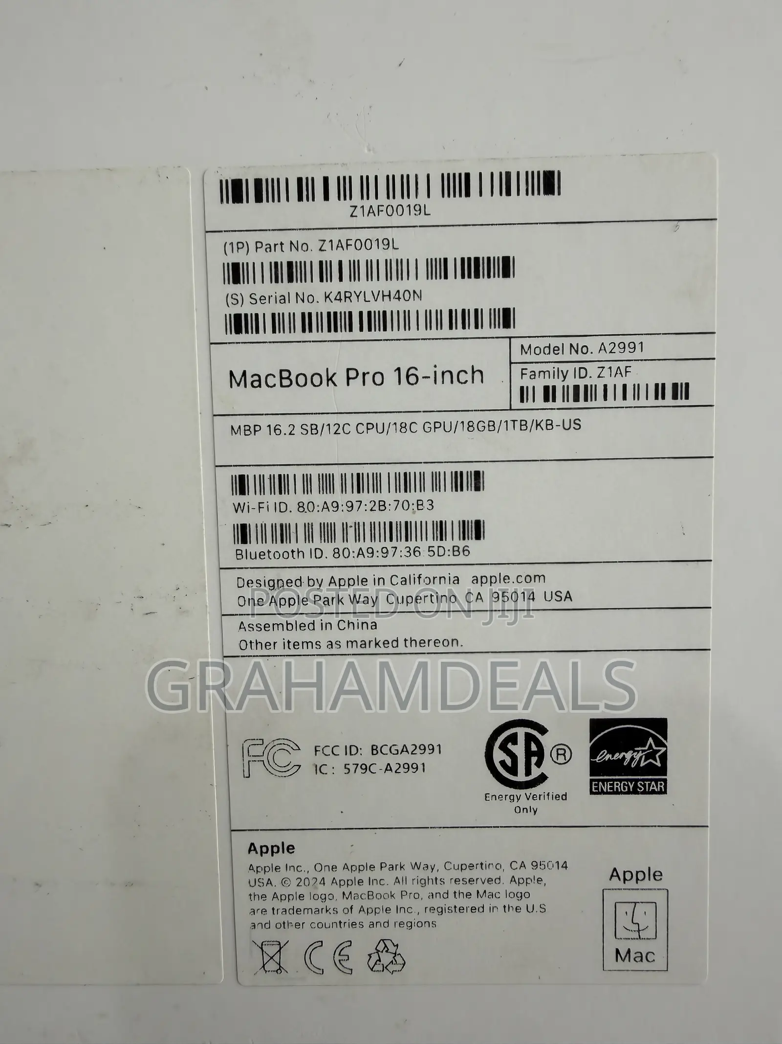 New Laptop Apple MacBook Pro 2023 M3 Pro 18GB Apple M3 Pro SSD 1T