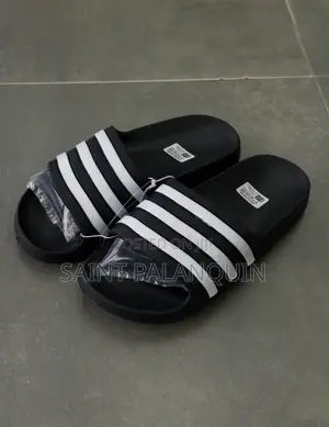 Black and White Adidas Adilette Aqua Slides