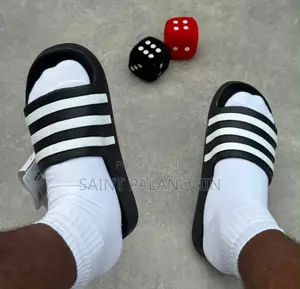 Black and White Adidas Adilette Aqua Slides