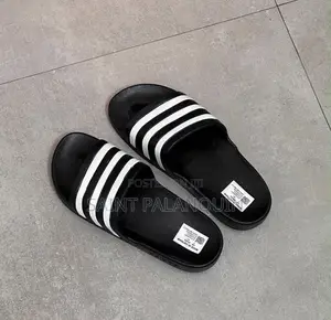 Black and White Adidas Adilette Aqua Slides