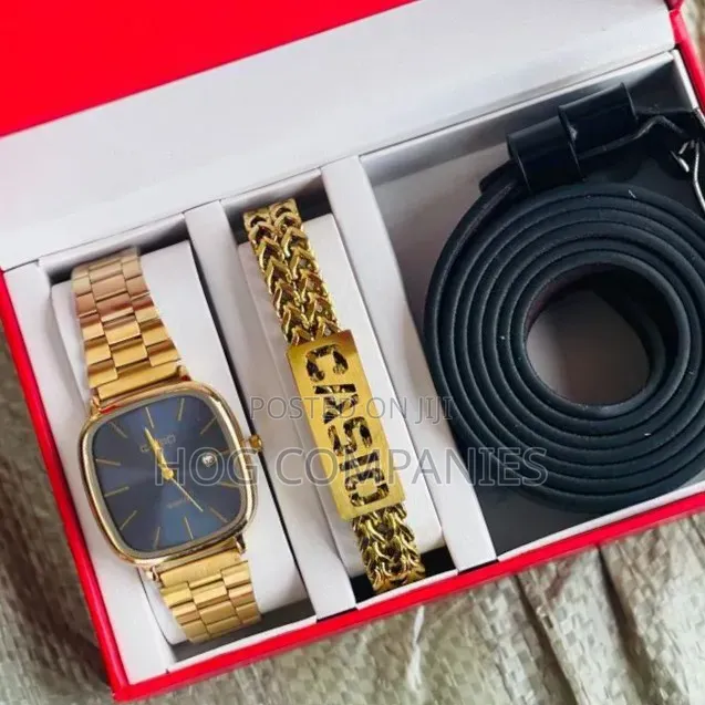 Men's Casio Watch Bracelet Belt Gift Set Box Package - Fast Delivery