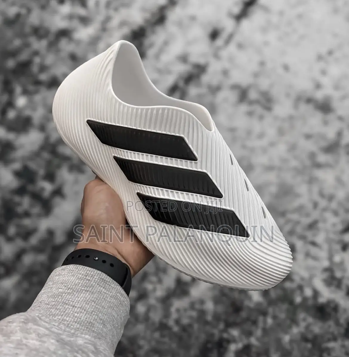 The White Adidas Purechill Slip-on Recovery Shoes a Ridged Molded