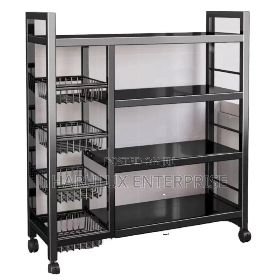 Large 5-Tier Kitchen Storage Rack With Wheels – 120×135×32CM