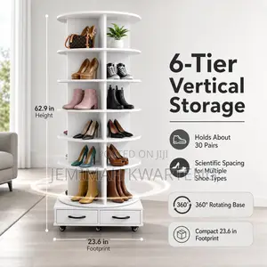 6 Tier 360 Degrees Rotating Shoe Rack Tower - Accra