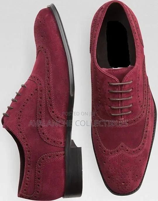 Kenneth Cole Suede Burgundy Brogues Shoes Size 43.5