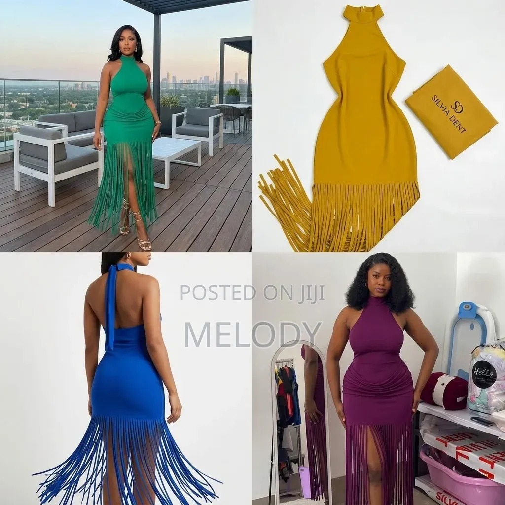 Halterneck Fringe Hem Bodycon Dress