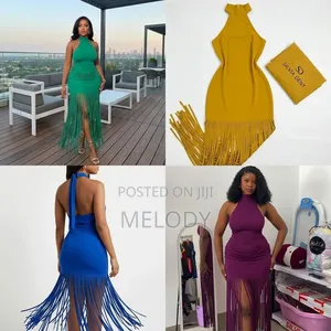 Halterneck Fringe Hem Bodycon Dress