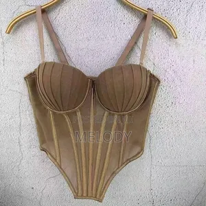 Beige/Tan Mesh Corset-Style Bustier