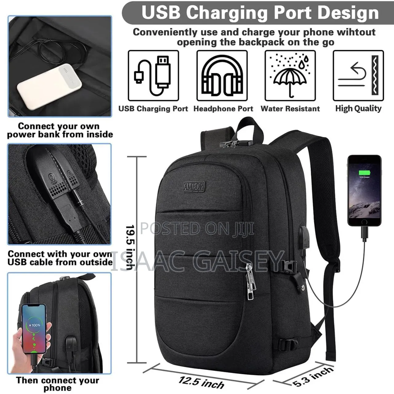 17" Premium Quality Laptop Compartment Backpacks With USB Port