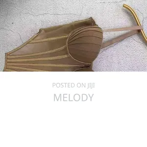 Beige/Tan Mesh Corset-Style Bustier
