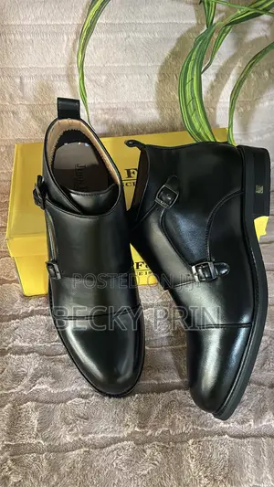High Quality Leather Monk Strap Ankle Shoes